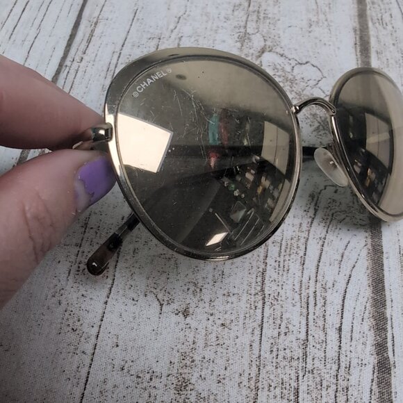Chanel Gold Metallic Reflective Round Sunglasses - Picture 3 of 6
